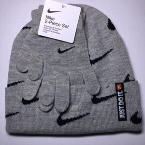 Nike Big Kids Swoosh Beanie and Gloves Set